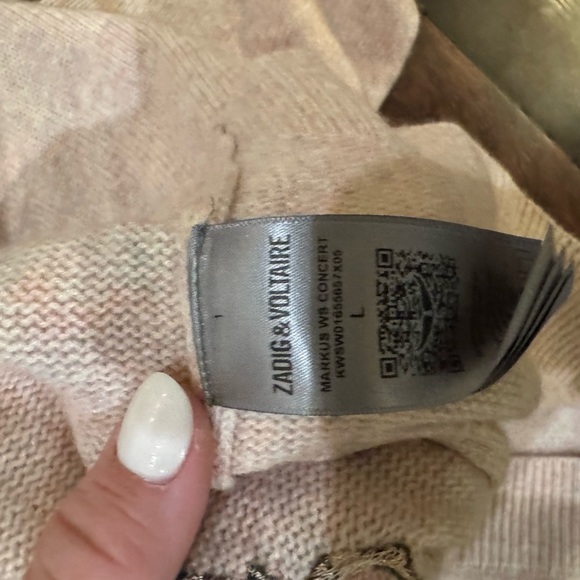 Zadig & Voltaire Markus Concert Embroidered Cashmere Crewneck Sweater size large - Picture 5 of 6